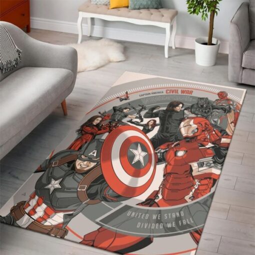 United We Stand Divideo We Fall Captain America Rug Carpet - Custom Size And Printing