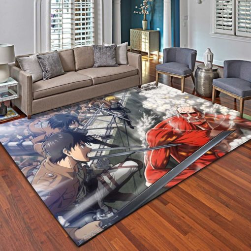 Attack On Titan Battle Rugs, Living Room Carpet Rug - Custom Size And Printing