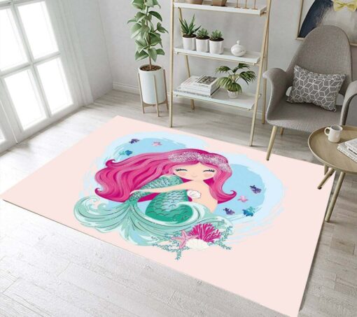 Cute Little Mermaid Rug - Custom Size And Printing