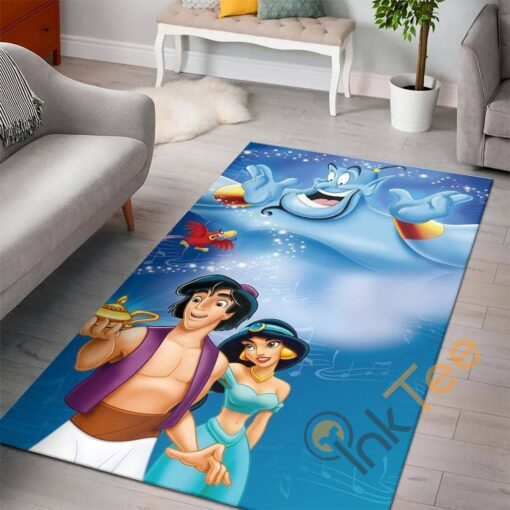 Aladdin Disney Movies Coloring World - Love You To Mickey Lover Rug - Custom Size And Prin