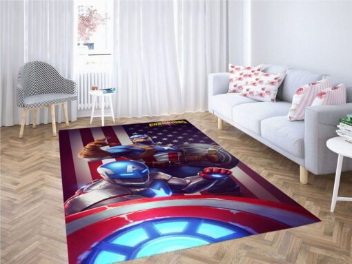 Captain America Bacground Living Room Modern Carpet Rug - Custom Size And Printing