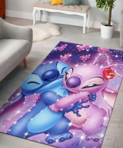 Lilo and Stitch Cartoon Floor Mat Modern Area Accent Wool Carpet Living  Room Rug