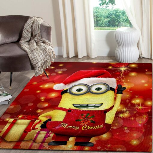 Rug Merry Christmas Minions Area Rug - Living Room Carpet - Custom Size And Printing