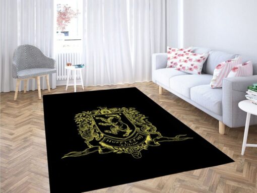 Hufflepuff Logo Outline Harry Potter Living Room Modern Carpet Rug - Custom Size And Printing