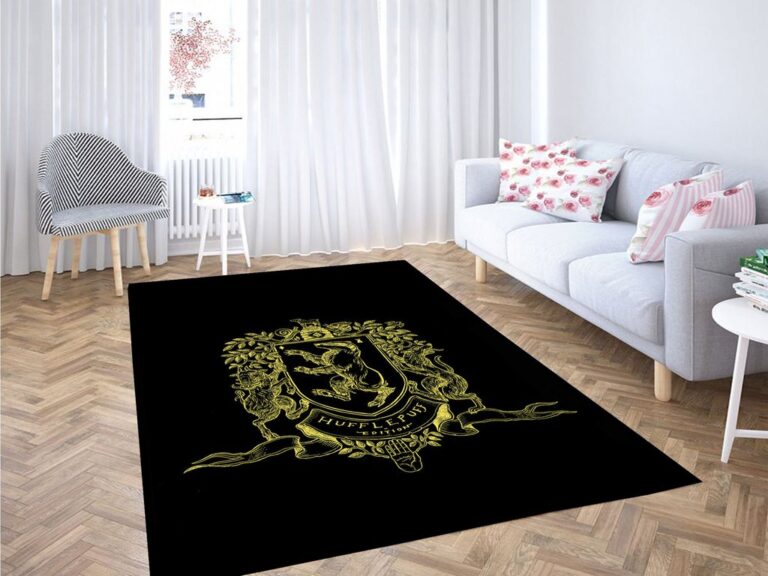 Hufflepuff Logo Outline Harry Potter Living Room Modern Carpet Rug – Custom Size And Printing