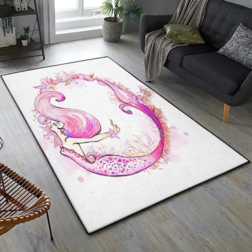 Mermaid Living Room Rugs, Pink Mermaid Gs Cl Rug - Custom Size And Printing