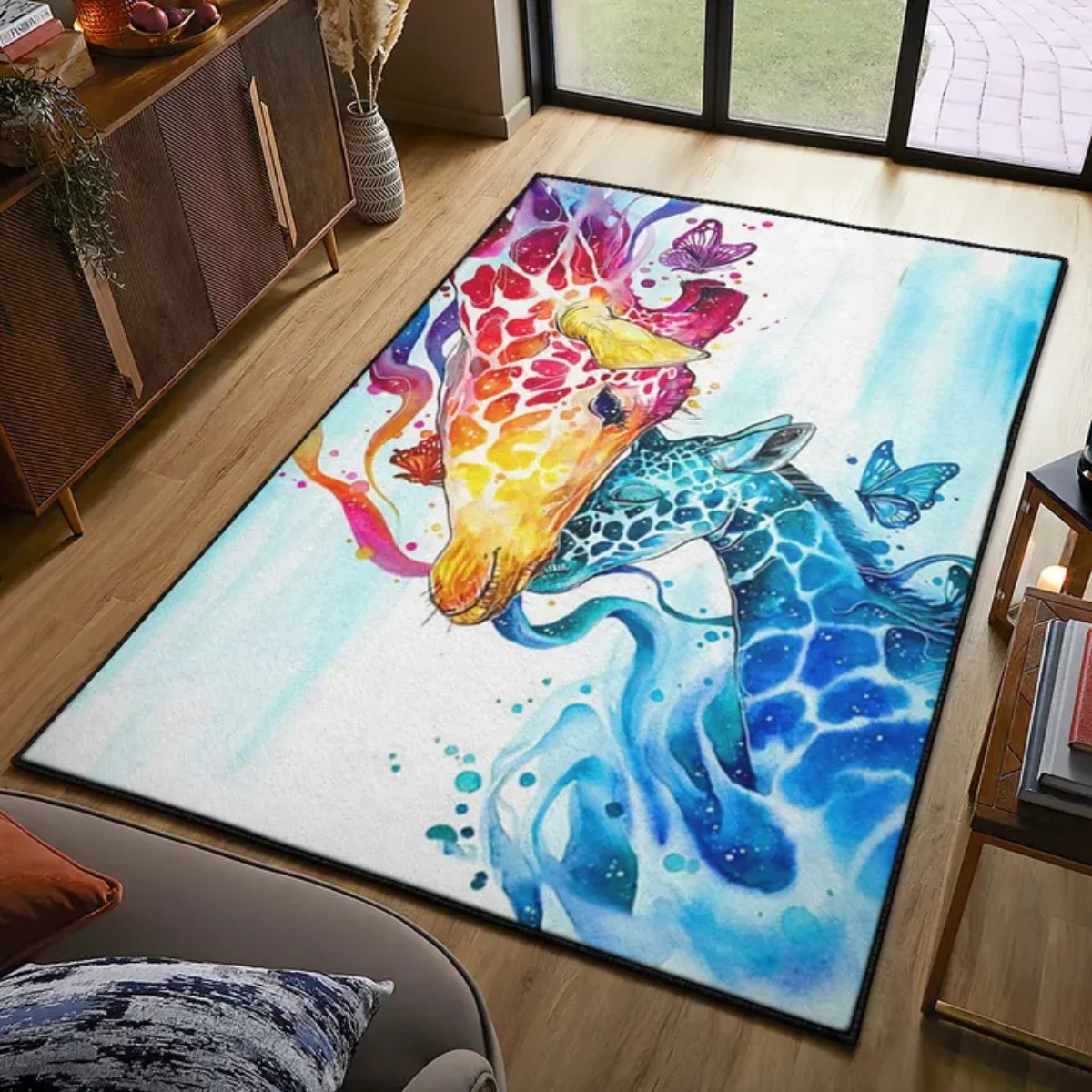 Fabric Giraffe Pattern Rug Small Animal Pattern Carpet Mat