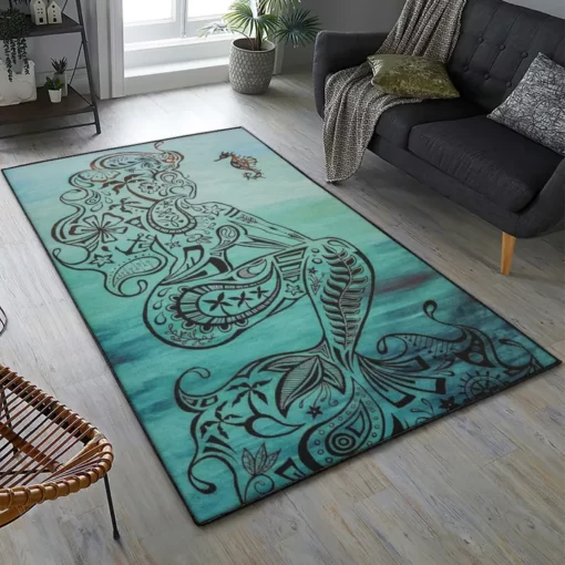 Little Mermaid Living Room Rugs, Mermaid Rug - Custom Size And Printing