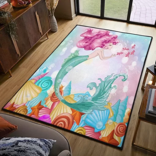 Siren Large Area Rugs, Pink Little Mermaid 3D Gs Cl Rug - Custom Size And Printing