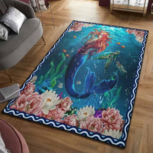 Siren Living Room Rugs, Into The Ocean Mermaid Rug - Custom Size And Printing