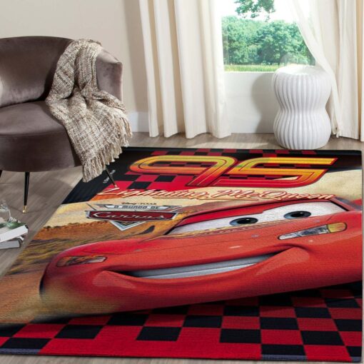 Lghtning Mcqueen Disney Cars Area Rug - Disney Movies Living Room - Custom Size And Printing