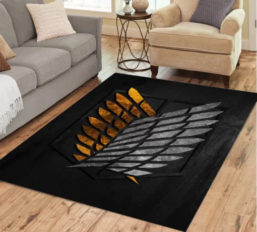 Attack On Titan Black Rug Scouting Legion Rug - Custom Size And Printing
