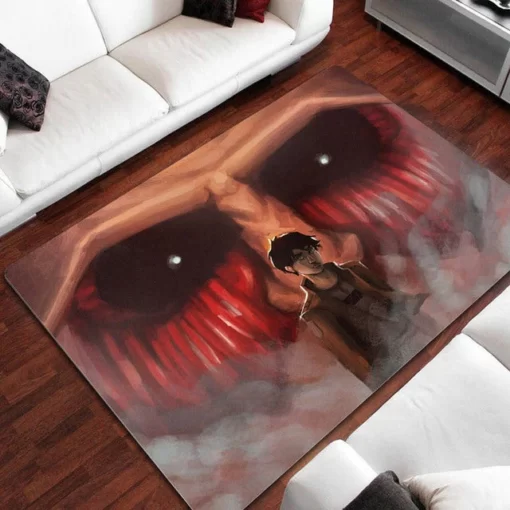 Attack On Titan Rug Eren Yeager & Colossal Titan Rug - Custom Size And Printing