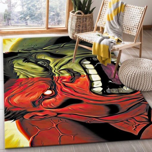 Red Hulk Vs Green Hulk Area Rug Living Room And Bed Room Rug Rug Regtangle Carpet Floor Decor Home Decor - Custom Size And Printing