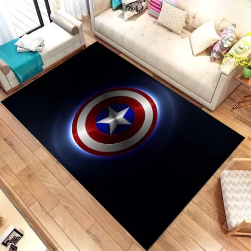 Captain America Shield Rug - Decor Rug - Boy Room Rug - Area Rug - Custom Size And Printing