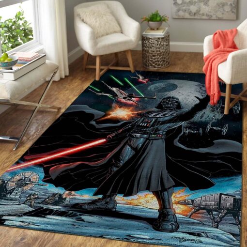 Star Wars Fans Death Star & Darth Vader Area Rug - Custom Size And Printing