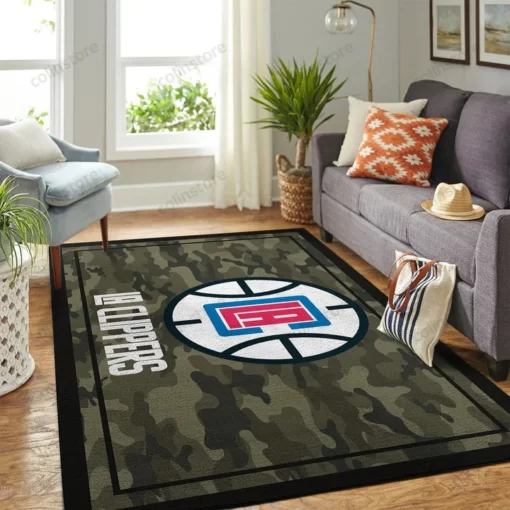 La Clippers Camouflage Nba Area Rug Room Decor - Custom Size And Printing