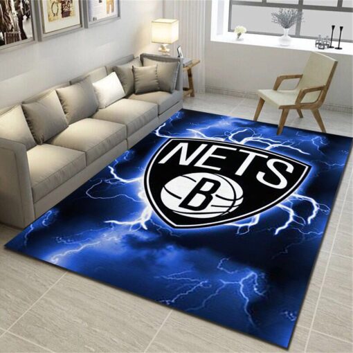 Brooklyn Nets Area Rug - Basketball Team Living Room Carpet - Custom Size And Printing