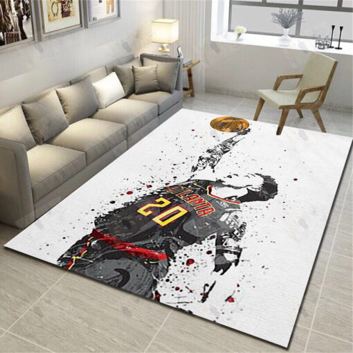 Atlanta Hawks Logo Area Rug - Basketball Team Living Room Bedroom Carpet - Custom Size And Printing