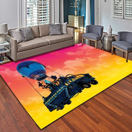 Fortnite Battle Bus Landscape Area Rugs, Living Room Carpet - Custom Size And Printing