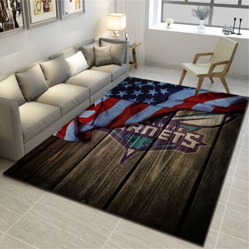 Charlotte Hornets Area Rug - Basketball Team Living Room Bedroom Carpet - Custom Size And Printing