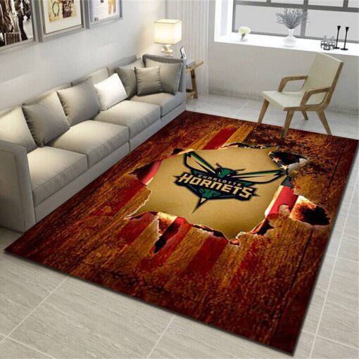 Charlotte Hornets Area Rugs, Basketball Team Living Room Bedroom Carpet - Custom Size And Printing