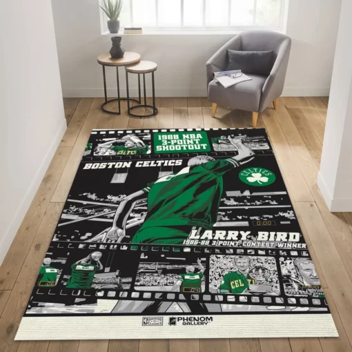 Larry Bird Boston Celtics Nba Area Rug For Christmas, Living Room Rug - Custom Size And Printing