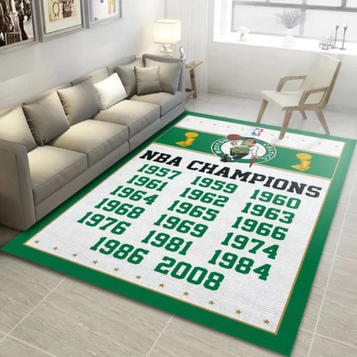 Boston Celtics Nba Finals Champions Nba Team Logos Area Rug - Living Room Rug - Custom Size And Printing