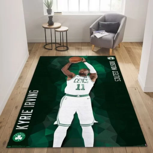 Kyrie Irving Boston Celtics Nba Reangle Area Rug - Living Room Rug - Custom Size And Printing