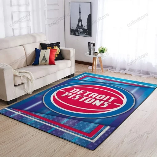 Detroit Pistons Team Logo Style Nice Gift Nba Living Room Carpet Area Rug - Custom Size And Printing