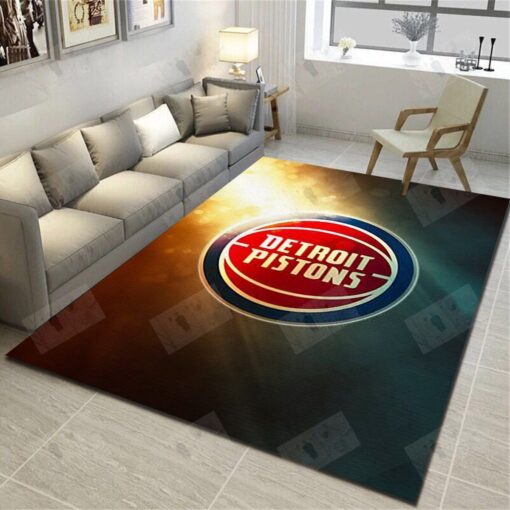 Detroit Pistons Rug - Basketball Team Living Room Carpet, Sports Floor Mat - Custom Size And Printing