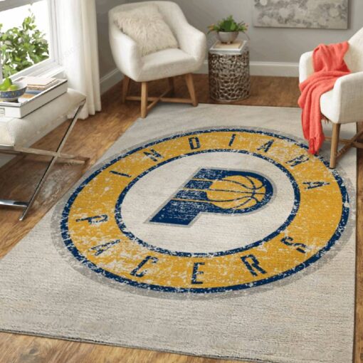 Indiana Pacers Retro - Distressed Sports Area Rug Carpet - Custom Size And Printing