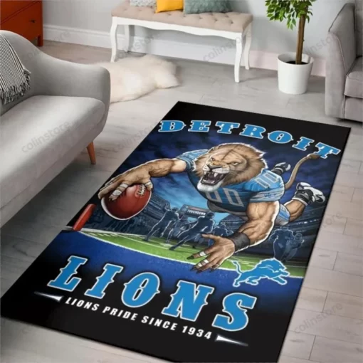 Detroit Lions Lions Pride Since 1934 NFL Area Rug Rug - For Living Room - Custom Size And Printing