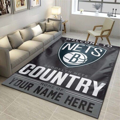Brooklyn Nets Personalized Area Rug - Living Room Carpet - Custom Size And Printing