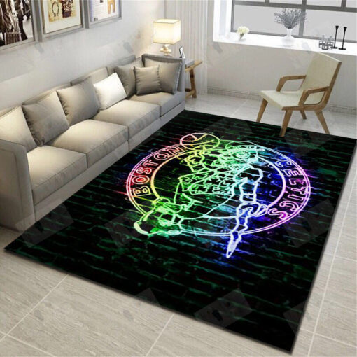Boston Celtics Logo Area Rug - Basketball Team Living Room Carpet, Sports Floor Mat - Custom Size And Printing