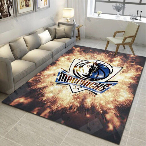 Dallas Mavericks Area Rugs, Basketball Team Living Room Carpet - Custom Size And Printing