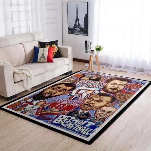 Detroit Pistons Area Rug - Living Room Carpet - Custom Size And Printing