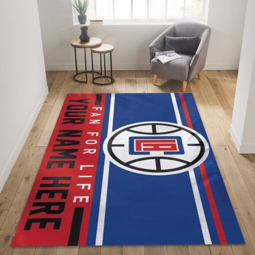 La Clippers Fan Customizable Living Room Rug Nba Rug Home Decor - Custom Size And Printing