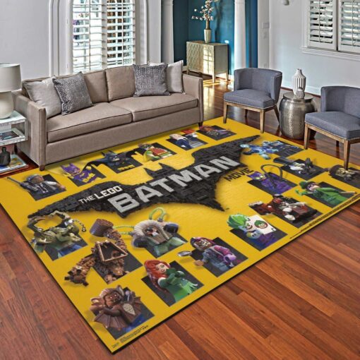 Lego Batman Grid Area Rugs, Living Room - Custom Size And Printing