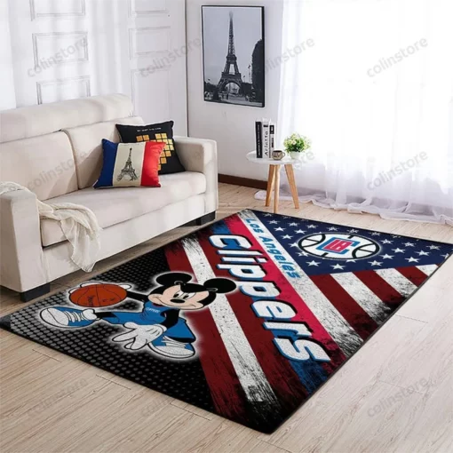 La Clippers Nba Team Logo Mickey Us Style Nice Gift Home Decor Area Rug - Custom Size And Printing