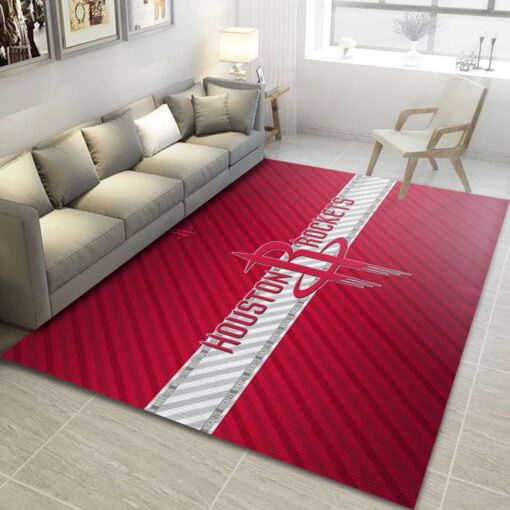 Houston Rockets Logo Team Living Room Rug Nba Rug Floor Decor - Custom Size And Printing