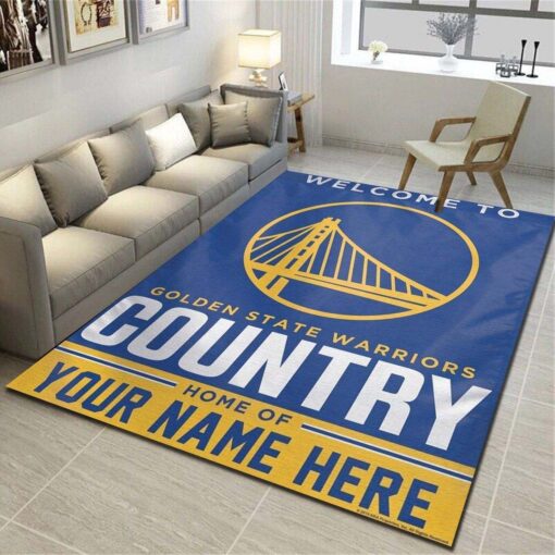 Golden State Warriors Personalized Rug - Team Living Room Bedroom Carpet - Custom Size And Printing
