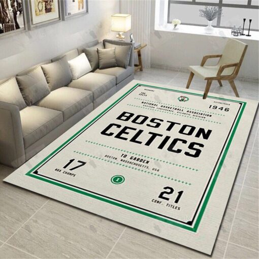 Boston Celtics Rug - Basketball Team Living Room Bedroom Carpet, Sports Floor Decor - Custom Size And Printing