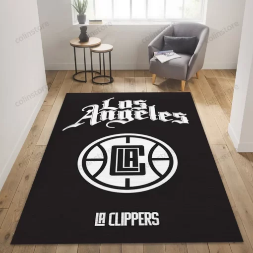La Clippers Black And White Nba Area Rug Home Decor - Custom Size And Printing