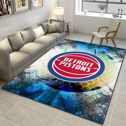 Detroit Pistons Rug - Basketball Team Living Room Bedroom Carpet - Custom Size And Printing