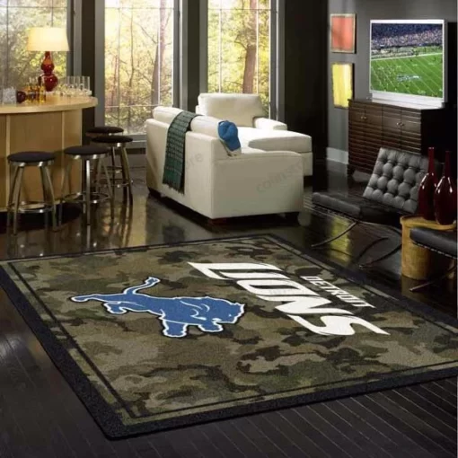 Detroit Lions Camo Detroit Lions Carpet Living Room Rug - Custom Size And Printing
