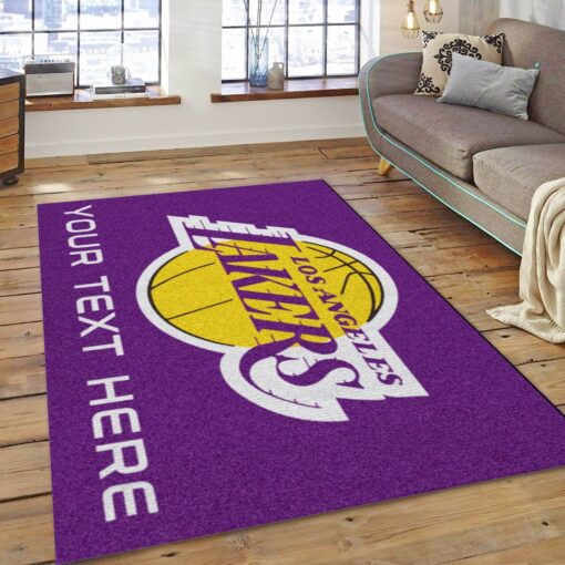 La Lakers Customizable Area Rug Nba Rug Floor Decor - Custom Size And Printing