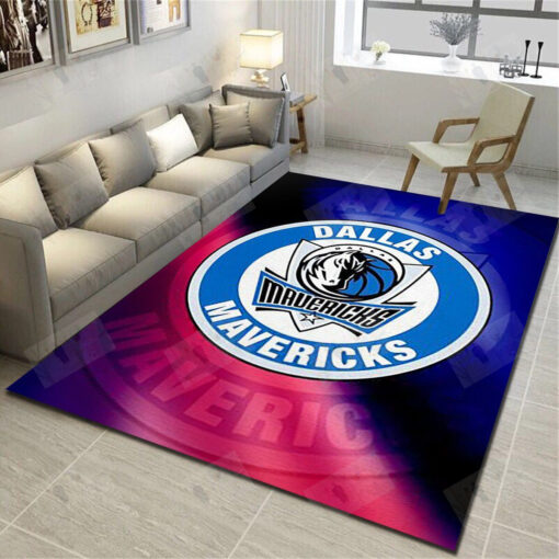 Dallas Mavericks Logo Area Rug - Basketball Team Living Room Bedroom Carpet - Custom Size And Printing