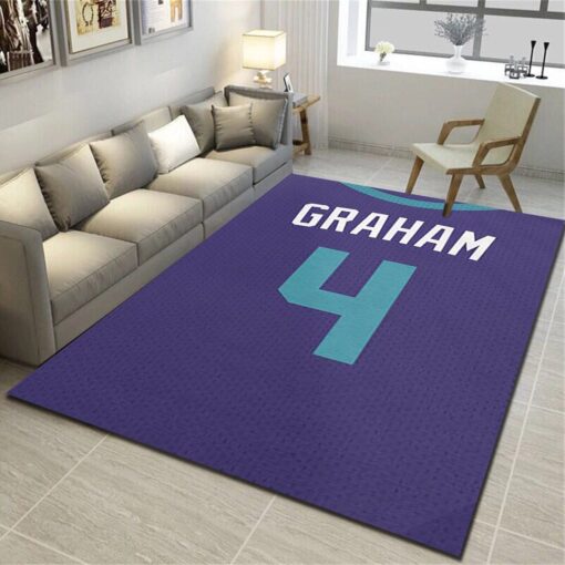 Charlotte Hornets Area Rug - Basketball Team Living Room Bedroom Carpet - Custom Size And Printing