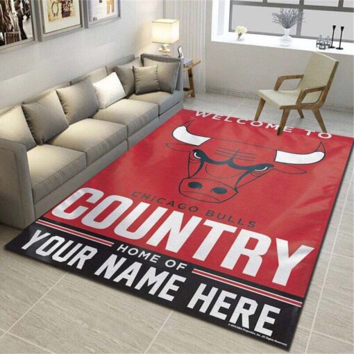 Chicago Bulls Personalized Rug - Living Room Bedroom Carpet - Custom Size And Printing